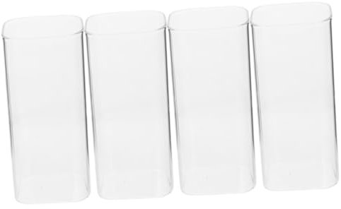 iplusmile 4pezzi Bicchieri di Vetro Tumbler Alti per Caffè e Latte Quadrati Impilabili per Cucina Capacità Design Classico senza Resistente Temperature Diverse