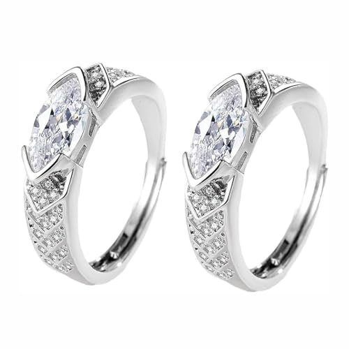 yovont Magnetischer Moissanit-Diamantring mit Titanionen für die Lymphtherapie, Magnetologie-Moissanit-Diamantring, modischer offener Zirkonia-Ring (2pcs)