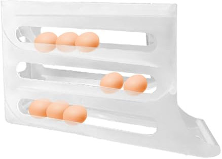 Refrigerator Egg Storage Box, 4-Tier Auto Rolling Egg Dispenser, Large Capacity Refrigerator Special Egg Holder, Sturdy Egg Dispenser Holder for Kitchen Refrigerator Countertop Cabinets
