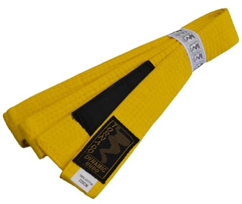 TEKKA BUDO Kinder BJJ Gürtel Brazilian Jiu Jitsu Farbgürtel mit schwarzem Balken - gelb, grau, grün, orange, weiß - 220-240 cm