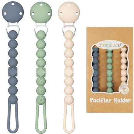 TYRY.HU Chupetero Silicona Cadenas Chupetes Bebé Mordedor Soothie Clip Sujetachupetes de Una Pieza Paquete de 2 Chupete Holder para niños y niñas in BPA