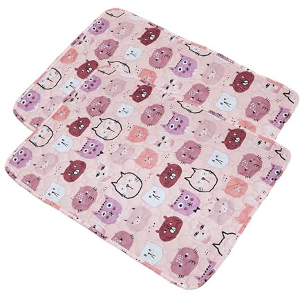 FANSU Welpen Unterlagen, 2 Stück Wiederverwendbare PIPI Matten für Hunde, Süße Drucke Inkontinenzunterlage Waschbar, Welpenunterlage für Welpen, Alte, oder Inkontinente Hunde (90x70cm,Hellrosa)