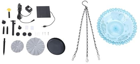 Buachois Fontana da Bagno per Uccelli Solare Sospesa, Fontana da Bagno per Uccelli Solare in Plastica per Esterno, Fontana da Bagno per Colibrì Ad Energia Solare per Giardino, Cortile