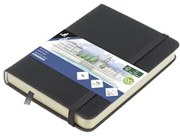 Kangaro Art Carnet de croquis A6 Cold Grey PU Couverture rigide 80 feuilles 140 g Papier crème avec élastique et bande élastique