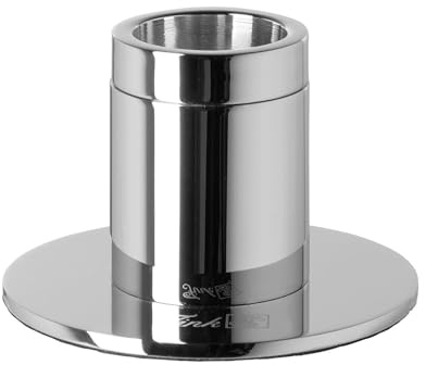 Fink Enno, Leuchter, Aluminium, Eisen, Stahl, vernickelt, glatt, silberfarben, L. 8 cm, B. 8 cm, H. 5 cm, D.