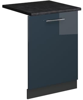 Vicco Façade de Lave-Vaisselle Fame-Line, Bleu foncé Brillant, 60cm, PT Anthracite, à Combiner avec d'autres modules de la série Fame-Line