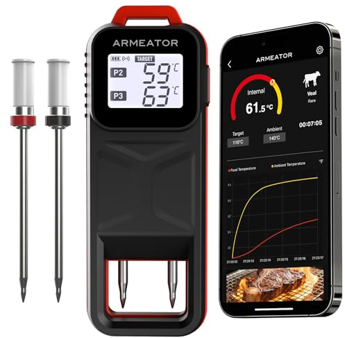 Kabelloses Fleischthermometer APP - Kochthermometer für Küche, Grill und Backofen, sofortige Ablesung