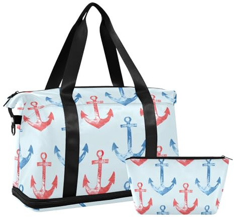 Reisetasche, Handgepäcktasche, Wochenend-Tragetasche, Sporttasche, Port-Seesack für Trekking, 2-teilig, Meer