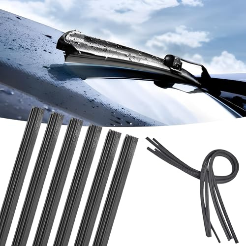 CHSG 6pcs Striscia Tergicristallo per Auto, Buon Effetto di Pulizia, Ricariche per Spazzole Tergicristallo Del Parabrezza, Senza Telaio Strisce di Gomma, Universale Disossata