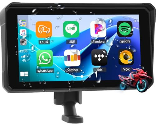 CarPlay Schermo Portatile per Moto CarPlay Android Auto, 6 (15,2 cm) IP68 Impermeabile Moto GPS CarPlay Screen, Supporta Bluetooth, MirrorLink Siri