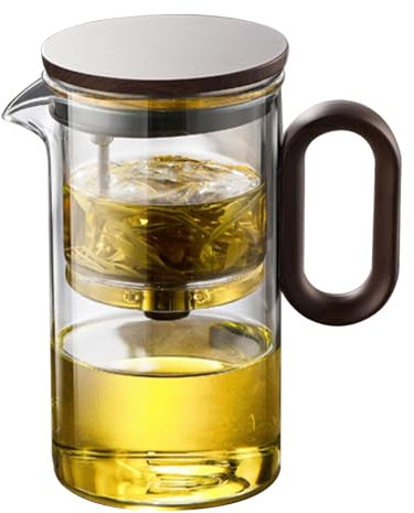 Glass Teapot, Tea Pot with Magnet Filtration System, Heat-Resistant Clear Infuser, 5.87x3.23 inches Wooden Handle Built-in, Elegant Tea Maker for Adults, Men, Women, Friends