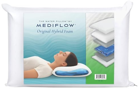 Mediflow Water Pillow – Hybrid Foam, Orthopedic, Adjustable for Neck Pain Relief (Single)