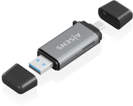 AISENS - ASCR-2AC11-GR - Lector DE Tarjetas SD, Micro SD, MMC, RS-MMC, MMC Micro, USB-A Y USB-C, Gris