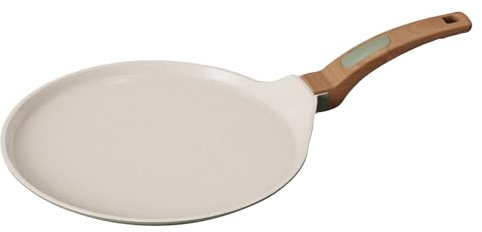 Cooksmart Signature 28cm Crepe Pan, Cast Aluminium, Sage Green | PFOA & PFAS free, induction compatible, dishwasher safe, ergonomic handle, suitable for all hob types
