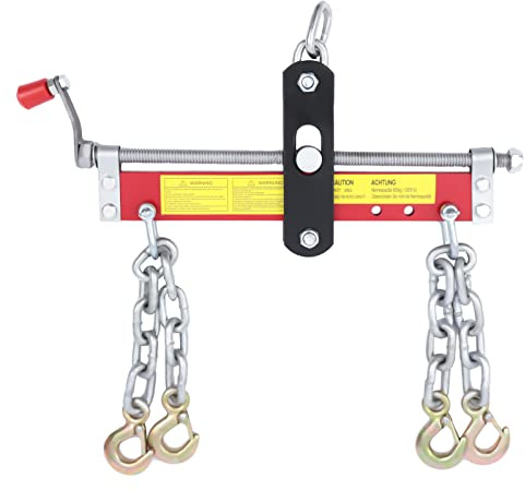 TTISJHK Equilibrador de motor 900 kg, travesaño del motor con 4 cadenas y manivela, motor de acero al carbono, soporte de motor ajustable para taller, garaje