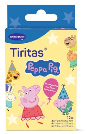 Tiritas Peppa Pig Apósitos Infantiles, 12 uds | Apósitos infantiles Peppa Pig para proteger pequeñas heridas con diseños divertidos.