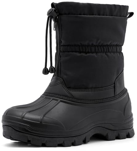 TRAILBLITZ Men's Winter Snow Boots Waterproof Warm Outdoor Lightweight Non Slip Cold Weather Shoes (10.5 Men, Black)