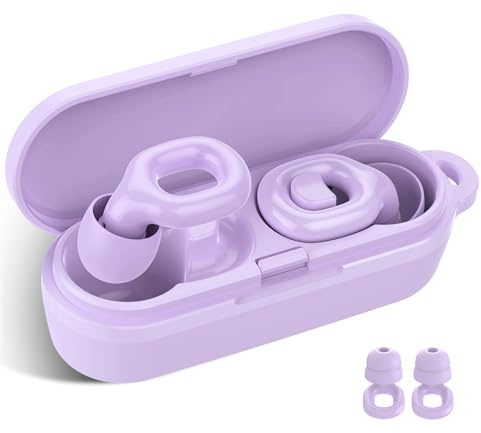 Ohrstöpsel zum Schlafen, wiederverwendbar Silikon-Ohrenstöpsel mit Einzel/Doppelkappen 35 dB Geräuschreduzierung Ohrstöpsel, 7 Paar Ohrkappen in XS/S/M/L für Schlaf, Fokus, Konzerte, Reisen(Lila)