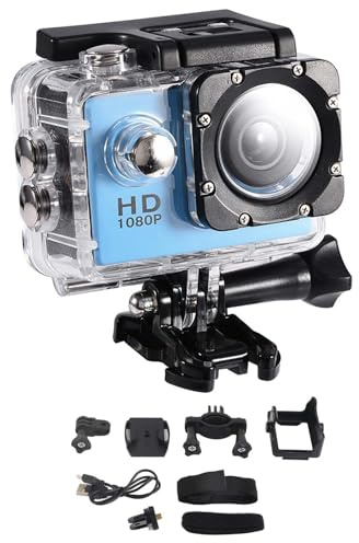 WIHFHGZ Cámara Mini DV Deportiva, Resistente Agua 30m, Pantalla 2.0 Azul - Vídeos HD 1080P, Soporte Bicicleta, Ideal para Actividades Al Aire Libre (Azul)