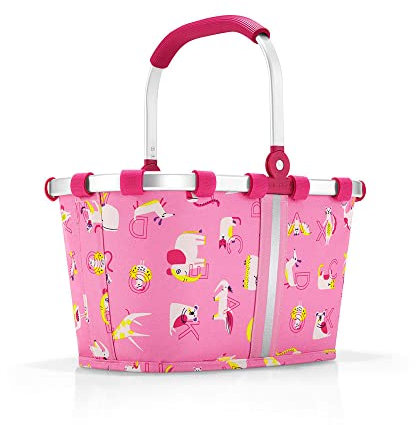 reisenthel carrybag XS kids – Stabiler Einkaufskorb XS im Kids Design mit praktischer Innentasche und refelktierendem Streifen – Namensschild auf der Innenseite - wasserabweisendes Design pink