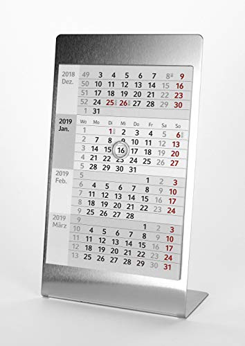 HiCuCo 4-Monats-Tischkalender für 2027 - Aufstellkalender - Edelstahl - TypE5