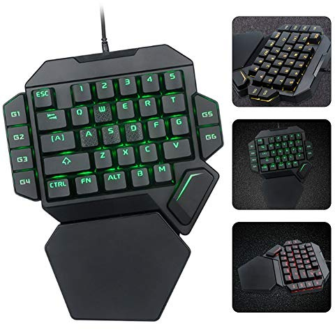 Diyeeni Clavier de Gaming Mécanique, Keyboard à Une Main Professionnel, Clavier de Jeu Filaire Blue Switch, RGB Rétro-éclairage, 35 Touches