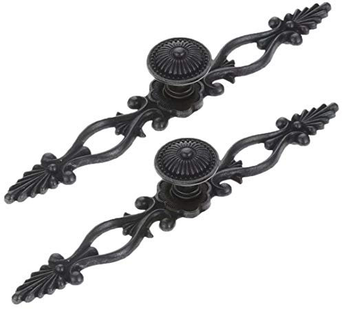 FBSHOP(TM) 2 Stück Retro schwarze Schrankgriffe Schubladengriffe | Möbelknöpfe für Kleiderschrank | zeitgenössischen Schubladenzügen | Moderne Kabinett-Hardware Lochabstand: 128mm