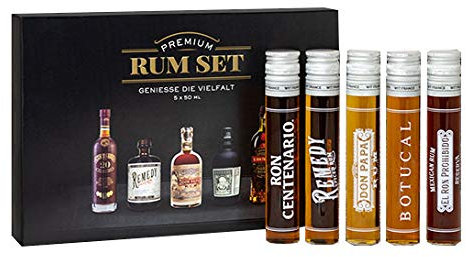 HDmirrorR Premium Rum-Set 5X 0,05l 50ml (40% - 41,5% Vol) Tasting Set Mini - [Enthält Sulfite]
