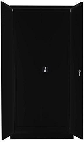 Set 2X Stahl Aktenschrank Metallschrank abschließbar schwarz 1x 195x92,5x42,2cm + 1x 180x80x38cm 530399 komplett montiert und verschweißt
