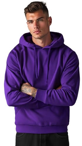 OZONEE Herren Kapuzenpullover Sweatjacke Sweatshirt Farbvarianten Kapuzenjacke Kapuzenpulli Kapuze Langarm Hoodie Sport Style Casual Fitness Training Motiv JS/2009Z VIOLETT L