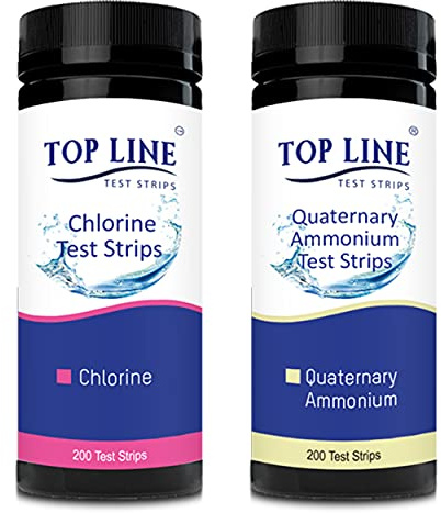 Chlorine & Quaternary Sanitizer Test Strips (200 Strips Each) for Food Service, Restaurants, Daycare Centers