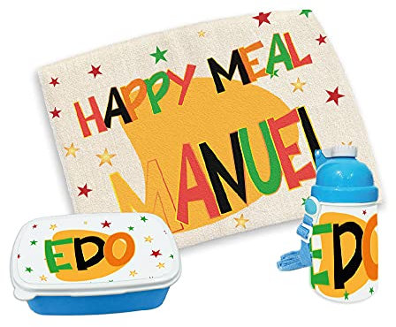 gadgeteventi Kit Pappa Bimbo per Scuola E Gite Personalizzato “Cartoon” (Azzurro)