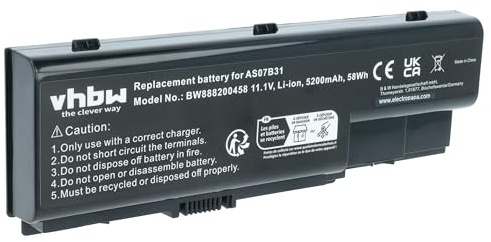 vhbw Akku kompatibel mit Acer Aspire AS5720-4662 | AS5720-4984, AS5920-6329, AS5920-6444 Notebook (5200 mAh, 11,1 V, Li-Ion)