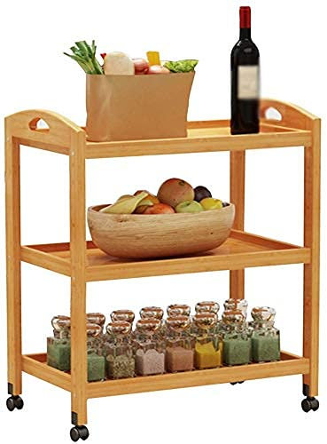 MHBGX Multifunktionaler Aufbewahrungswagen,Haushalts-Servierwagen Bewegliches Holz-Universal-Rad, Kapazität 25 Kg Küchen-Aufbewahrungswagen Mehrzweck-Handwagen