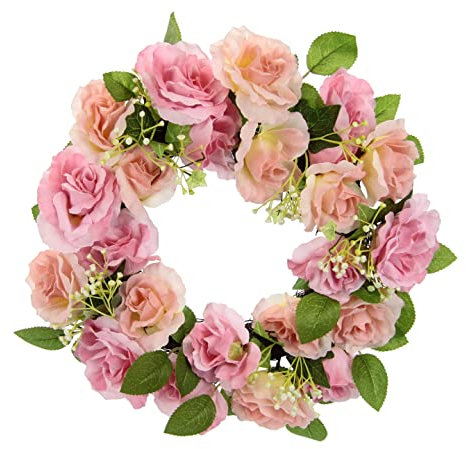 Kranz Rosen Rosenkranz Türkranz Wandkranz Blüten Deko Künstliche Blume Kranz Blütenkranz Blumenkranz Haustür Geschenk Hochzeit Hochzeitsdeko Valentinstag Muttertag Wanddeko Rosenblüten Rosenköpfe