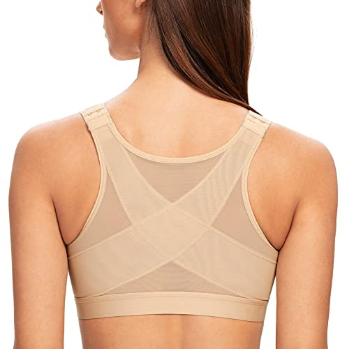 MELENECA Kvinnors främre fäste Trådlöst efter operation Plus Size Ryggstöd Posture BH