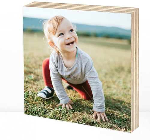 Wunderpixel DEIN Foto auf Holz Holzbild - persönlich personalisiert individuell - 15x15x2cm Fotodruck auf Holz - Wand-Bild Aufsteller als Deko oder Geschenk-Idee