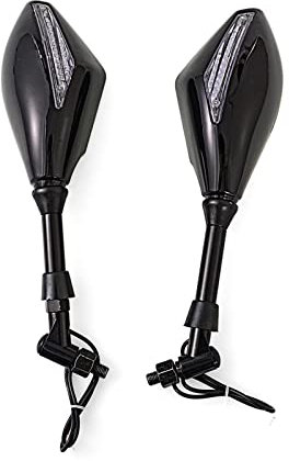 Motorrad Seitenspiegel Motorrad-Universal-Rückspiegel Mit Integrierten Blinkern Für Naked Bikes Cruiser Chopper Dirt Bike ATV Offroad Scooter Rückspiegel Spiegel (Farbe : Schwarz)