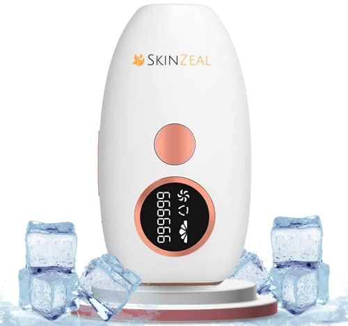 SKINZEAL Dispositivo IPL Depilazione Laser con impulsi di luce 999,999, 5 livelli di energia, dispositivo di depilazione indolore, professionale per il corpo, le ascelle, il viso, la zona bikini e le