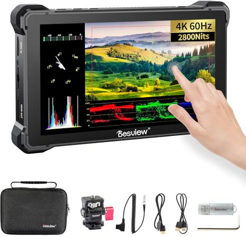 Desview R7III Kamera Field Monitor 7 Zoll, 2800 nits Touchscreen Full HD 160° Ansicht Winkel 4K HDMI mit 3D LUT DCI-P3 Wellenform Histogramm Peaking Focus Full Funktion für DSLR Camcorder