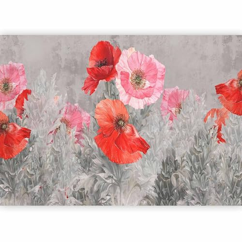 murando - Carta da Parati Moderna Spessa per Cameretta, Floreale 450x315 cm | Fotomurali in TNT, Spessore Maggiore, Decorazione da Muro XXL, Poster Giganti da Parete, Papavero, Produzione Europea