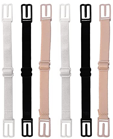 LMOGWL 6 Stück BH Träger Halter BH Träger Clip Non Slip Strap Holder rutschfeste BH Träger Elastischer BH Trägerhalter Clip Damen Antirutsch Verstellbarer BH Träger（Hautfarbe Schwarz Weiß）
