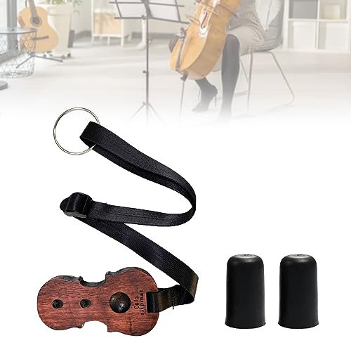 Cello Anti Rutsch Riemen: Holz Cello Rutsch Stopper mit 2 Cello Anti Rutsch Kappe, Cello Anti Rutsch Halter mit verstellbarem Nylongurt und 3 Löchern für cello für Cello Musikinstrument Player