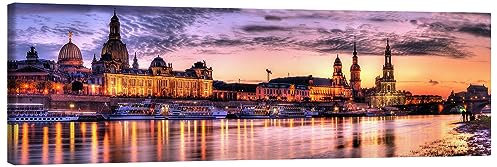 Dresden-Panorama Leinwandbild von Steffen Gierok 90 x 30 cm Wandbilder Wanddeko