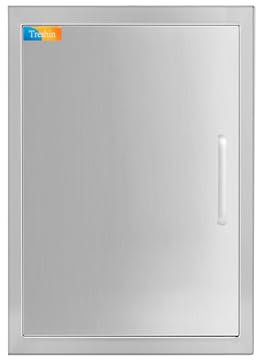 Treshin Outdoor-Küchentüren 43,2 cm B x 61 cm H, Edelstahl, Einzel-Grill-Zugangstür mit abnehmbaren Griffen, bündige Montage, für Grillinsel, Grillstation, Außenschrank, Außenküche