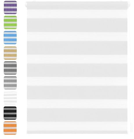 Verdunklungsrollo Klemmfix 65 x 220 cm Hitzeschutz Energiesparend Seitenzugrollo Doppelrollo Thermorollo inkl. Montagematerial für Schlafzimmer Küche, Weiß