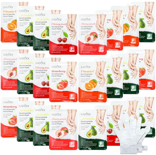 Swiffen 24 Pcs Fruits Beauty Hand Mask Bulk Hydrating Hand Moisturizing Gloves Treatment Mask for Spa Kit Sleeping Skincare Gift Beauty Kits for Women
