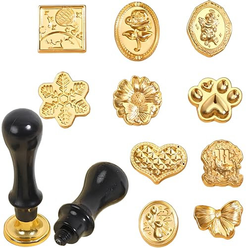 10 Stück Siegelstempel Set Vintage, Siegelwachs Stempelköpfe Mit Wachssiegel Stempel Griff, Wax Seal, Wachssiegel Stempel, Für Briefumschläge, Einladungen, Geschenkdekoration
