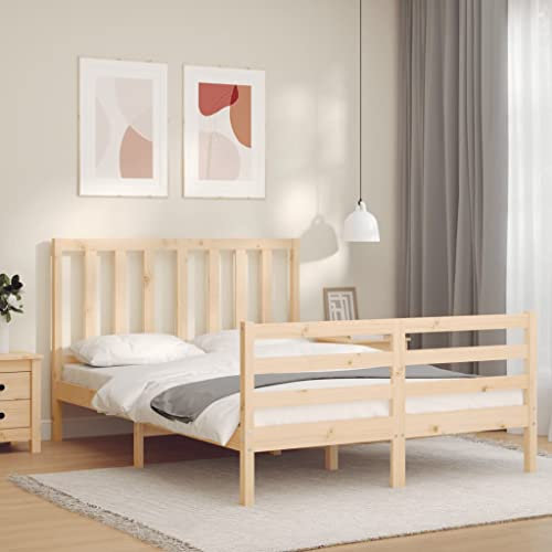 ARKEM Massivholzbett mit Kopfteil 140x200 cm Bettgestell Frame Polsterbett Palettenbett Bettgestell
