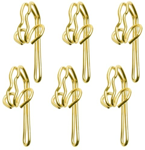HRLORK 50 Pack Curtain Hooks Gold Metal Curtain Hooks Drapery Hooks for Curtain of Window Study Bedroom Livingroom